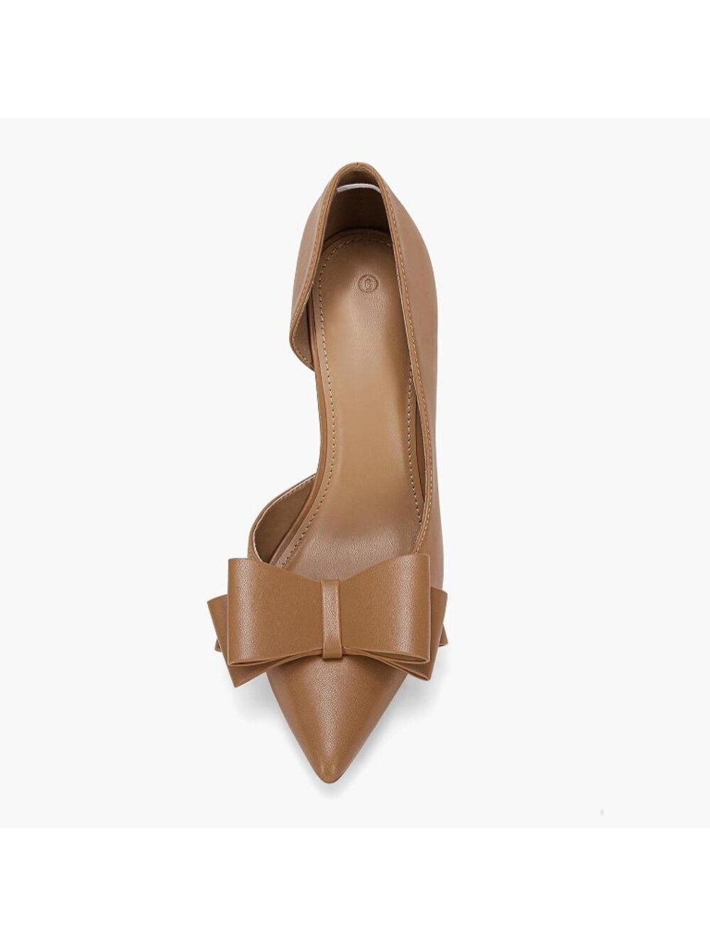 Women's Brown Rubber Closed Pointed Toe Wedding lovely Fashionable Bow Heels - Picture 6 of 6